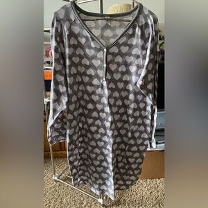 Gray Heart Print Women's Pajama Top